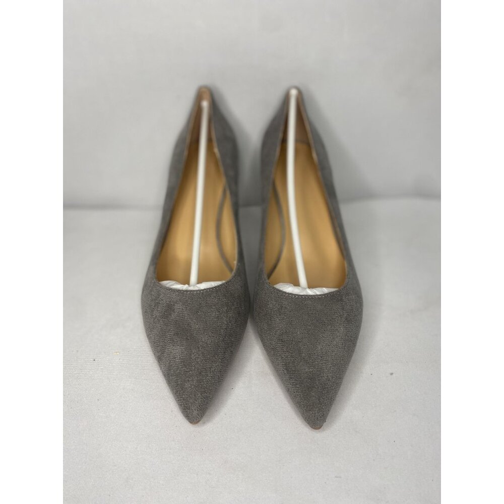 Gray Suede Pointed-Toe Stiletto Heels